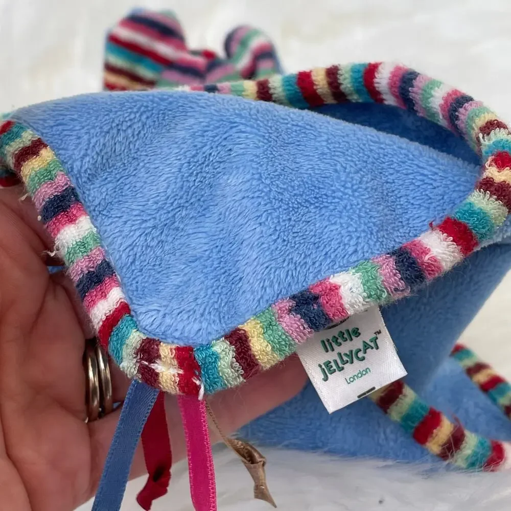 Little Jellycat Elephant Security Blanket Lovey Striped Blue Baby Soother Plush